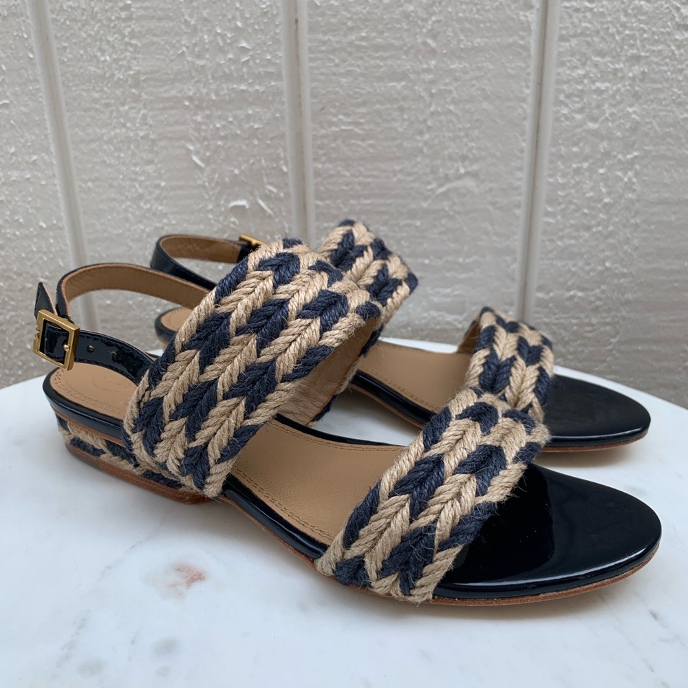 Tory Burch Navy Blue and Tan Woven Sandals. New wo tag. Never worn. - Picture 2 of 7